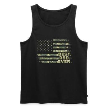 Papa Camo Drapeau américain Fête des pères Militaire pour - Débardeur bio Premium Homme - noir - Devant - Michal (187cm)