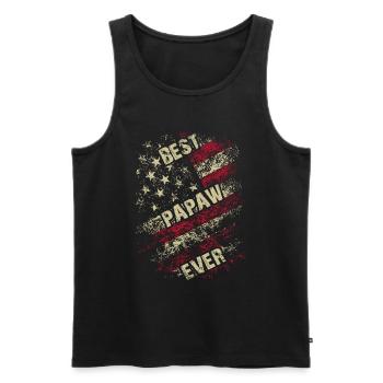 Grandpa US Flag Best Papaw Ever Fathers Day - Men's Premium Organic Tank Top - black - Front - Michal (187cm)
