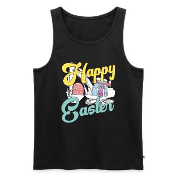 Bunny Happy Easter Day Spring Hunt Eggs Rabbit - Men's Premium Organic Tank Top - black - Front - Michal (187cm)