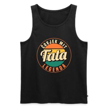 Serbien Vater Otac Srpski Balkan Papa Srbija - Männer Premium Bio Tank Top - Schwarz - Vorne - Michal (187cm)