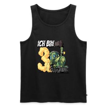 Ich bin 3 - 3. Geburtstag Zug Dampflok - Männer Premium Bio Tank Top - Schwarz - Vorne - Michal (187cm)