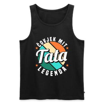 Serbien Vater Otac Srpski Balkan Papa Srbija - Männer Premium Bio Tank Top - Schwarz - Vorne - Michal (187cm)