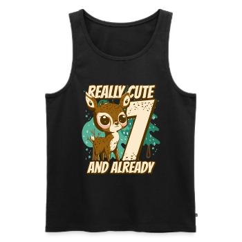 really Cute and already 7 - fawn children birthday - Männer Premium Bio Tank Top - Schwarz - Vorne - Michal (187cm)