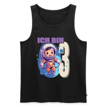 Ich bin 3 Jahre - 3. Geburtstag - Astronaut - Männer Premium Bio Tank Top - Schwarz - Vorne - Michal (187cm)