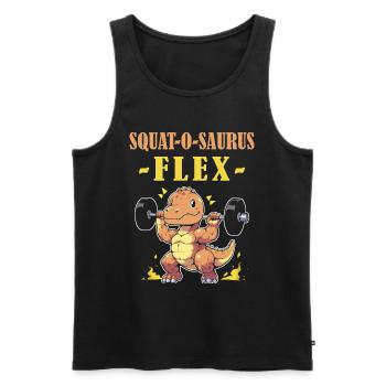 Squat-O-Saurus Flex T-Rex Dinosaur Fitness Gym - Men's Premium Organic Tank Top - black - Front - Michal (187cm)