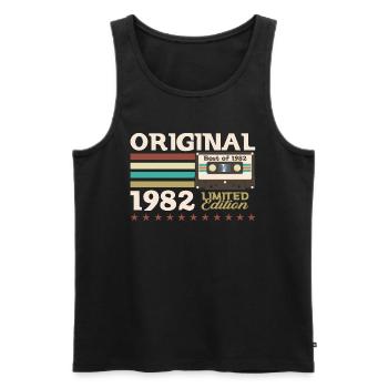41e anniversaire Vintage Cassette Vintage 1982 - Débardeur bio Premium Homme - noir - Devant - Michal (187cm)
