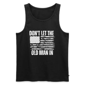 Don't let the old man in Vintage American flag - Débardeur bio Premium Homme - noir - Devant - Michal (187cm)