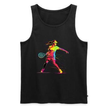 Tennis Filles Retrowave - Débardeur bio Premium Homme - noir - Devant - AI Model Male 178 light (178cm)