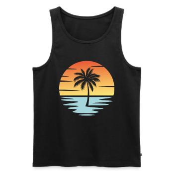 Beach Sunset - Men's Premium Organic Tank Top - black - Front - Michal (187cm)