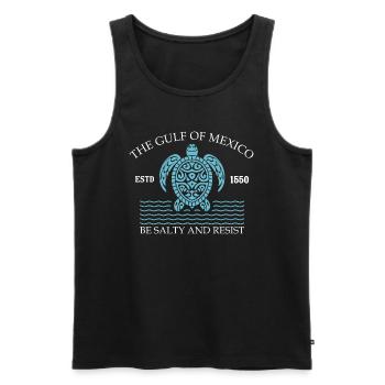 The Gulf of Mexico Estd 1550 Be Salty And Resist - Männer Premium Bio Tank Top - Schwarz - Vorne - Michal (187cm)