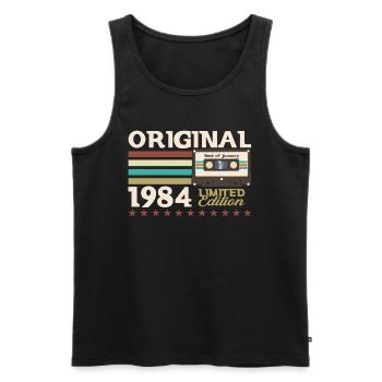 40e anniversaire janvier Vintage 1984 cassette - Débardeur bio Premium Homme - noir - Devant - Michal (187cm)