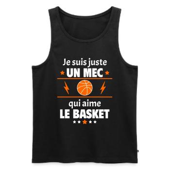 Juste un mec qui aime le basket, basketteur, noël - Débardeur bio Premium Homme - noir - Devant - Michal (187cm)