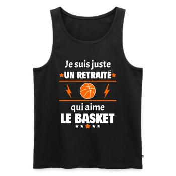 Juste un retraité qui aime le basket, retraite - Débardeur bio Premium Homme - noir - Devant - Michal (187cm)