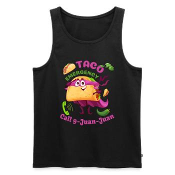 Funny Mexican Taco Emergency Call 9 Juan Juan - Men's Premium Organic Tank Top - black - Front - AI Model Male 178 light (178cm)