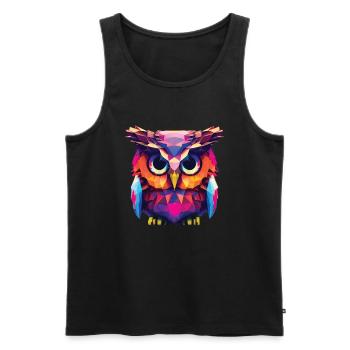 Eule Polygon Kauz farbenfroh - Männer Premium Bio Tank Top - Schwarz - Vorne - AI Model Male 178 light (178cm)