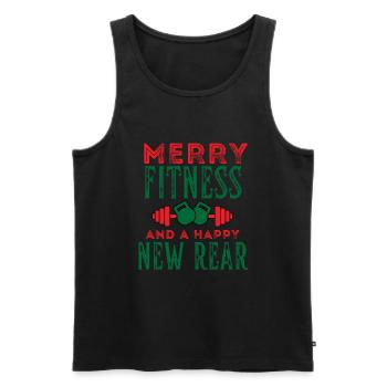 Fröhliche Fitness und ein glücklicher neuer hinterer Spaßurlaub - Männer Premium Bio Tank Top - Schwarz - Vorne - AI Model Male 178 light (178cm)