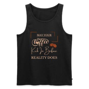 Que votre café entre en jeu avant que la réalité ne le fasse - Débardeur bio Premium Homme - noir - Devant - AI Model Male 178 light (178cm)