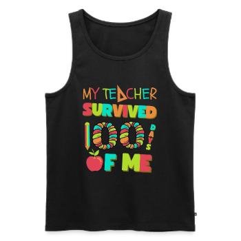 Mein Lehrer überlebte 100 Tage von mir 100 Schultage - Männer Premium Bio Tank Top - Schwarz - Vorne - Michal (187cm)