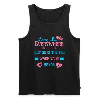 Love Is Everywhere But So Is The Flu - Men's Premium Organic Tank Top - black - Front - AI Model Male 178 light (178cm)