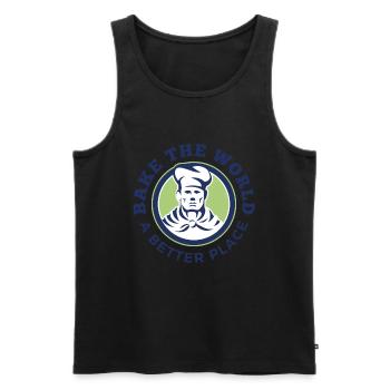 Bake The World A Better Place Pastry Chef - Men's Premium Organic Tank Top - black - Front - AI Model Male 178 light (178cm)