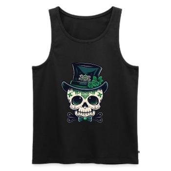 Sugar Skull St Patrick's Day, Irish Sugar Skull - Men's Premium Organic Tank Top - black - Front - Michal (187cm)