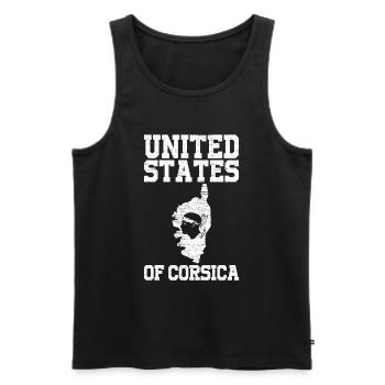 United States Of Corsica - Débardeur bio Premium Homme - noir - Devant - AI Model Male 178 light (178cm)