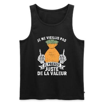 Je Ne Vieillis Pas Je Prends Juste de La Valeur - Débardeur bio Premium Homme - noir - Devant - Michal (187cm)