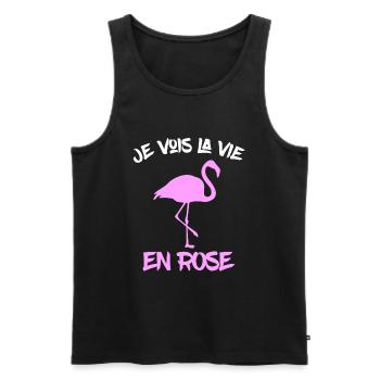 Flamand Rose - Vie En Rose - Débardeur bio Premium Homme - noir - Devant - Michal (187cm)