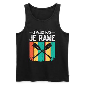 Humour Aviron Rameur Rameuse Sport Nautique Rame - Débardeur bio Premium Homme - noir - Devant - Michal (187cm)