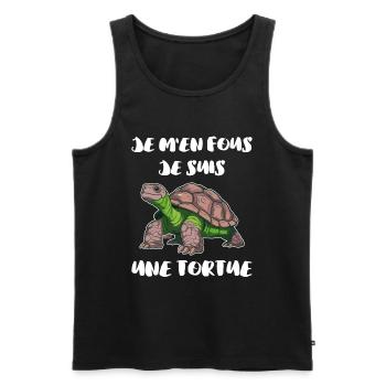 Humour Tortue Lente - Débardeur bio Premium Homme - noir - Devant - Michal (187cm)