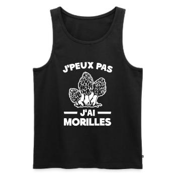 J'peux Pas J'ai Morilles | Champignon Cueillette - Débardeur bio Premium Homme - noir - Devant - Michal (187cm)