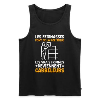 Humour Carreleur Carrelage Citation - Débardeur bio Premium Homme - noir - Devant - Michal (187cm)
