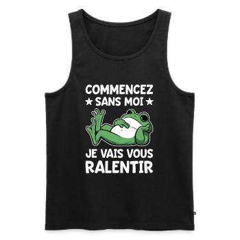 Humour Grenouille Cool Collègue - Débardeur bio Premium Homme - noir - Devant - Michal (187cm)