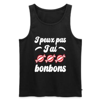 Humour Bonbon Friandise Gourmandise - Débardeur bio Premium Homme - noir - Devant - AI Model Male 178 light (178cm)