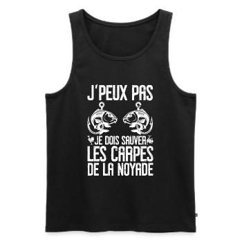 Humour Carpiste Carpe Pêche - Débardeur bio Premium Homme - noir - Devant - Michal (187cm)