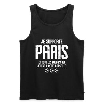 Humour Supporter Paris Équipe Sport - Débardeur bio Premium Homme - noir - Devant - Michal (187cm)