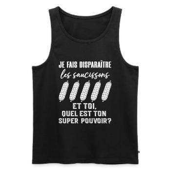 Humour Saucisson Charcuterie Artisanale - Débardeur bio Premium Homme - noir - Devant - AI Model Male 178 light (178cm)