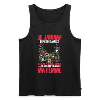 Humour Jardin Jardinier Jardinage Couple - Débardeur bio Premium Homme - noir - Devant - Michal (187cm)