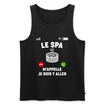 Spa M'Appelle Bien-Être Détente Massage Ambiance - Débardeur bio Premium Homme - noir - Devant - Michal (187cm)