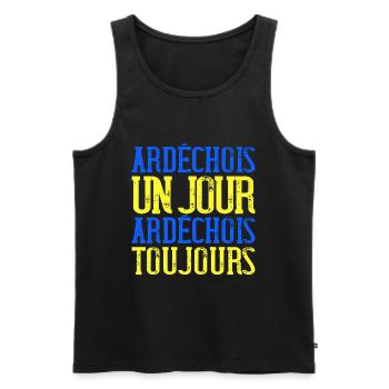 Ardéchois Un Jour Ardèchois Toujours - Débardeur bio Premium Homme - noir - Devant - Michal (187cm)