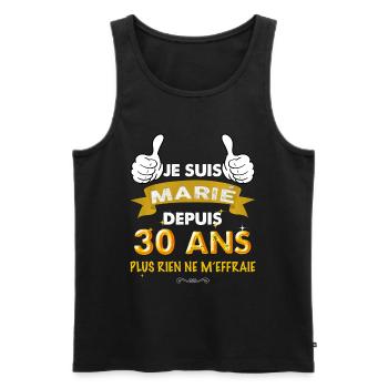 Cadeau De Mariage 30 ans Cadeau Epoux - Débardeur bio Premium Homme - noir - Devant - Michal (187cm)