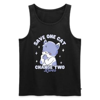 Rette eine Katze, verändere zwei Leben - Männer Premium Bio Tank Top - Schwarz - Vorne - AI Model Male 178 light (178cm)