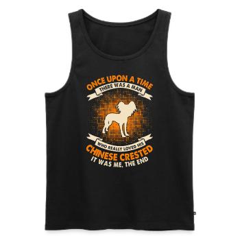 Once - Chinese Crested - Men's Premium Organic Tank Top - black - Front - AI Model Male 178 light (178cm)