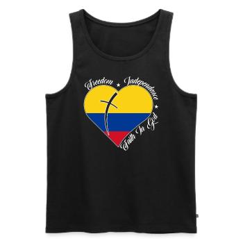 Freedom Faith in God - Colombia - Men's Premium Organic Tank Top - black - Front - Michal (187cm)