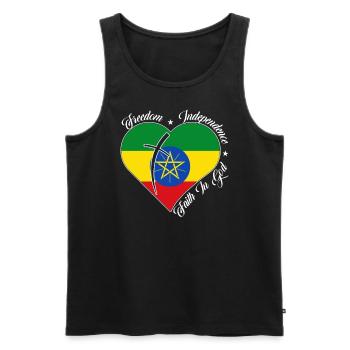 Freedom Faith in God - Ethiopia - Men's Premium Organic Tank Top - black - Front - Michal (187cm)