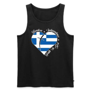 Freedom Faith in God - Greece - Men's Premium Organic Tank Top - black - Front - Michal (187cm)