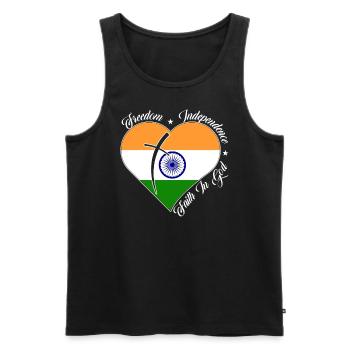 Freedom Faith in God - India - Men's Premium Organic Tank Top - black - Front - Michal (187cm)