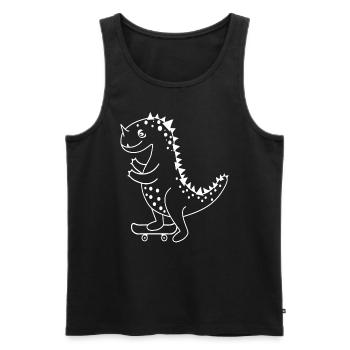 Sympathique dinosaure de dessin animé sur skateboard. - Débardeur bio Premium Homme - noir - Devant - Michal (187cm)