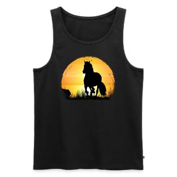 Coucher de soleil - Cheval andalou - Débardeur bio Premium Homme - noir - Devant - AI Model Male 178 light (178cm)