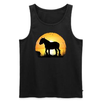 Sonnenuntergang - Belgisches Pferd - Männer Premium Bio Tank Top - Schwarz - Vorne - Michal (187cm)